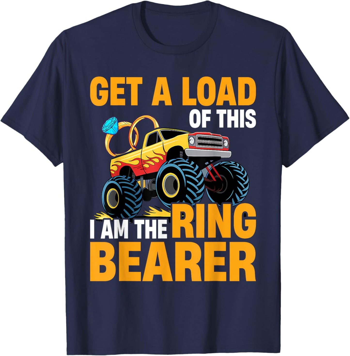 Wedding Iam The Ring Bearer Funny Monster Truck Boys T-Shirt - T-Shirt | Navy