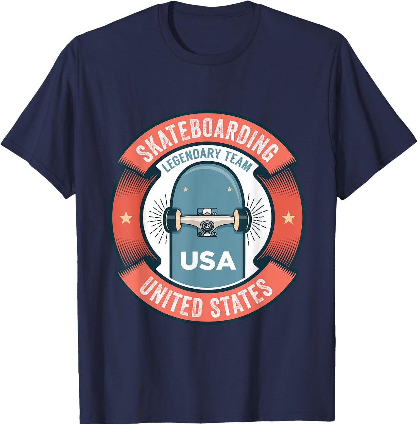 Skateboarding USA Support the Team Shirt USA Flag Skateboard T-Shirt - T-Shirt | Navy