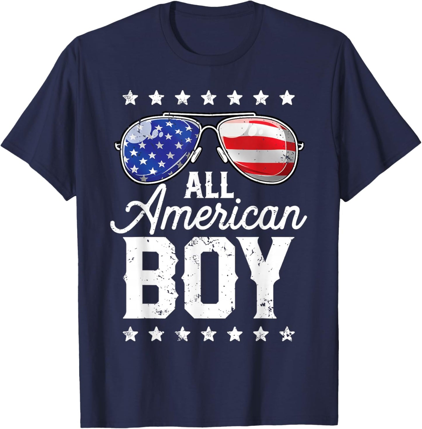 All American Boy 4th of July USA Sunglasses Family Matching T-Shirt - T-Shirt | Navy