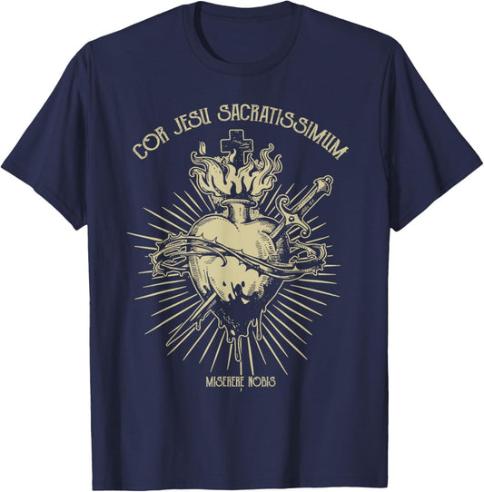 Sacred Heart Of Jesus Christian Catholic Devotion T-Shirt - T-Shirt | Navy