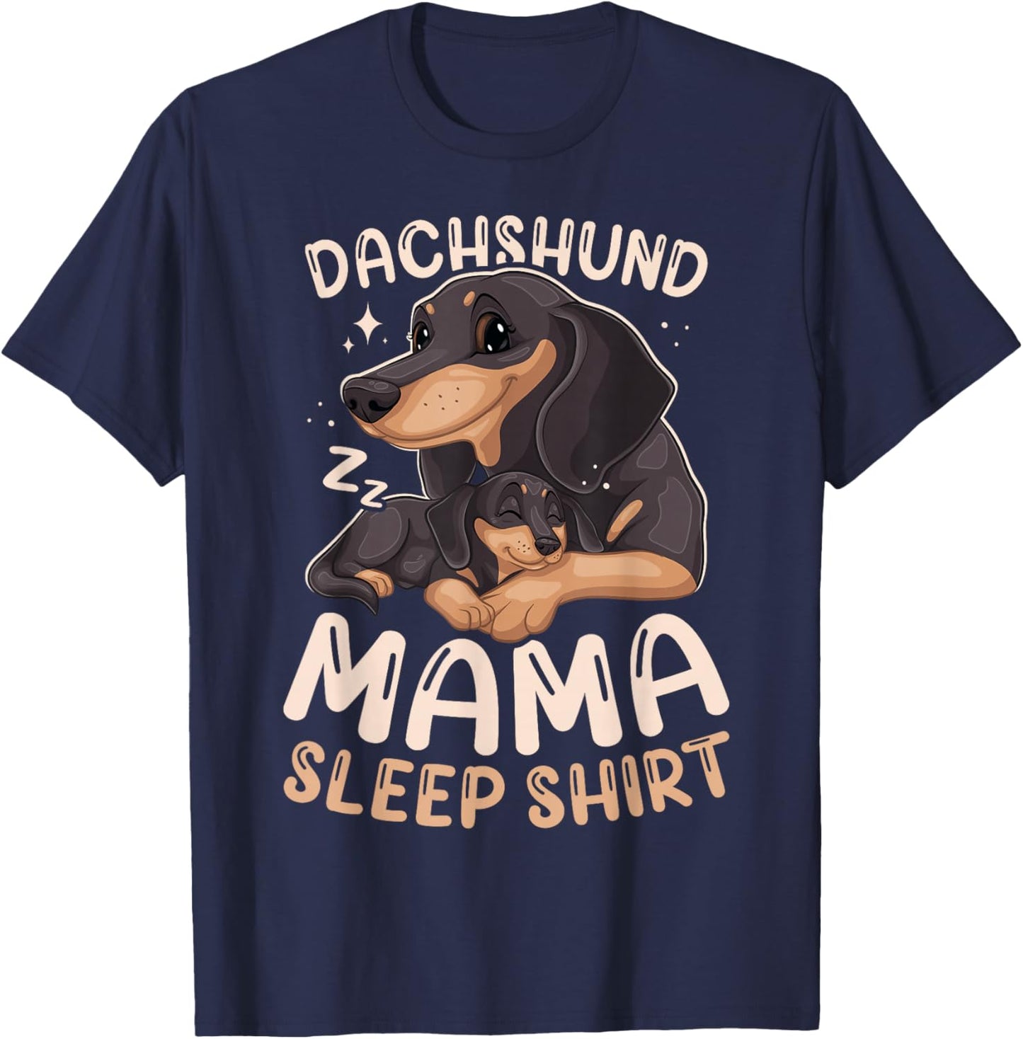 Best Dachshund Mama Sleep Shirt Dog with Puppy T-Shirt - T-Shirt | Navy