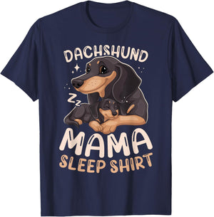 Best Dachshund Mama Sleep Shirt Dog with Puppy T-Shirt - T-Shirt | Navy