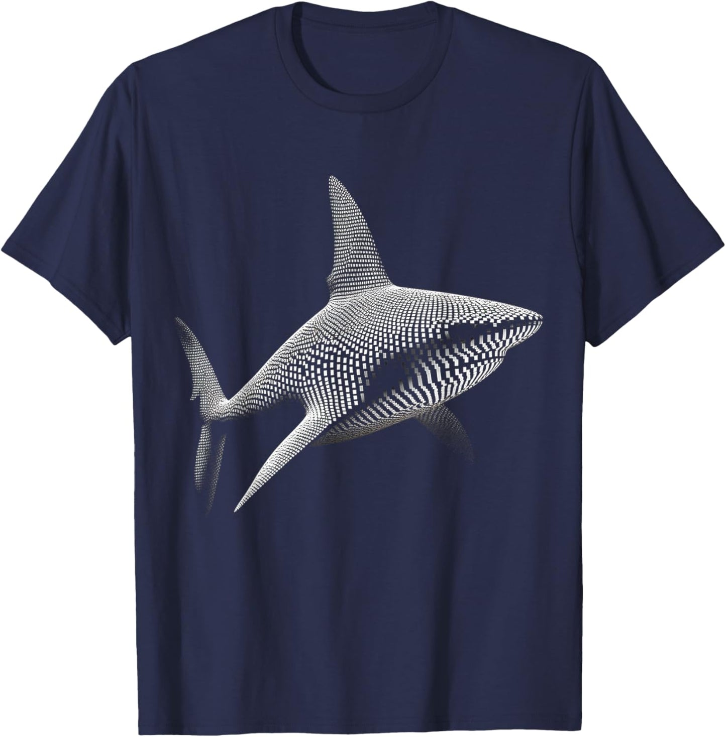 Shark Pixel Graphic Animal Art Shark T-Shirt - T-Shirt | Navy