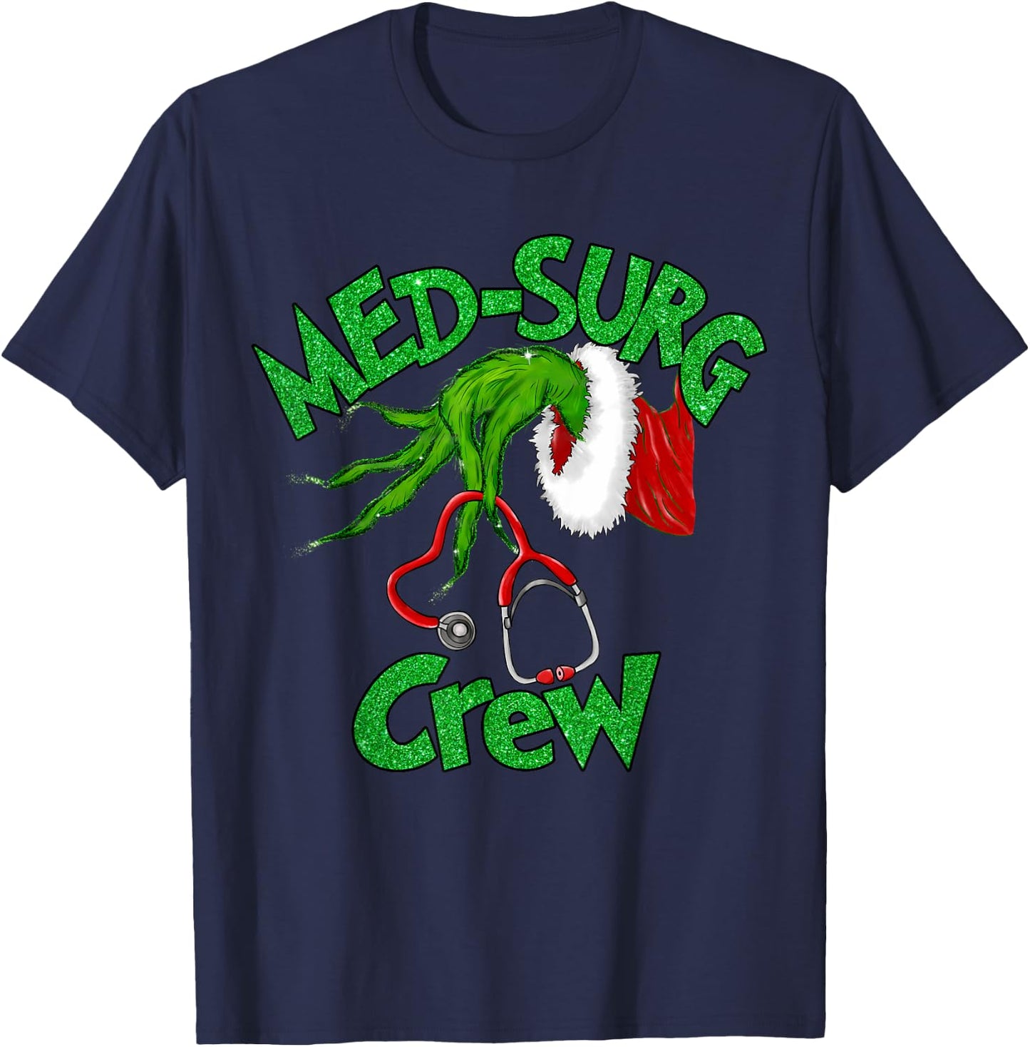 Retro Med-surg Crew Nurse Stethoscope Christmas Xmas Nursing T-Shirt - T-Shirt | Navy