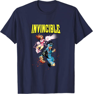 Invincible and Atom Eve Attack T-Shirt - T-Shirt | Navy