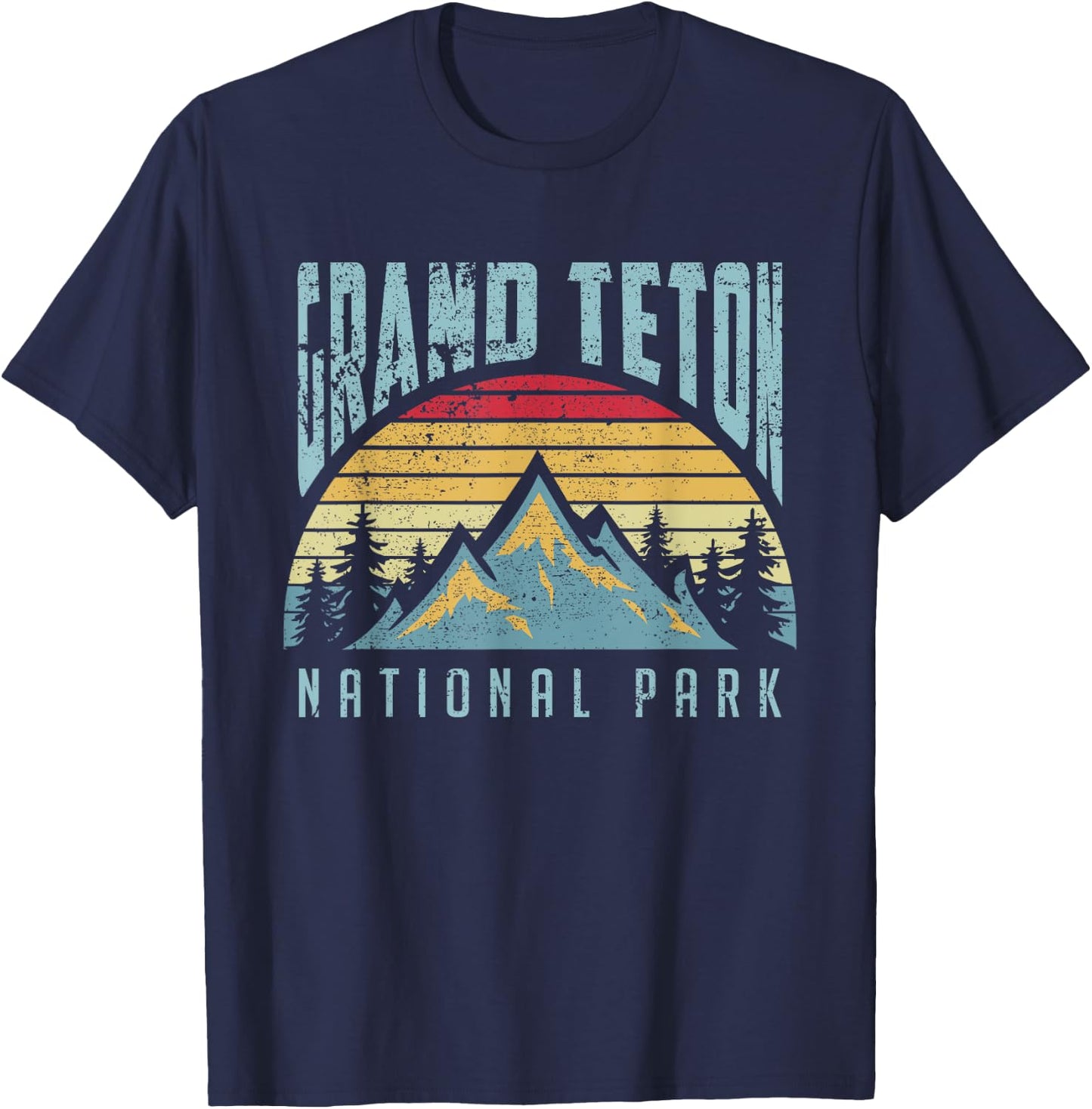 Vintage Retro Grand Teton National Park Wyoming T Shirt T-Shirt - T-Shirt | Navy