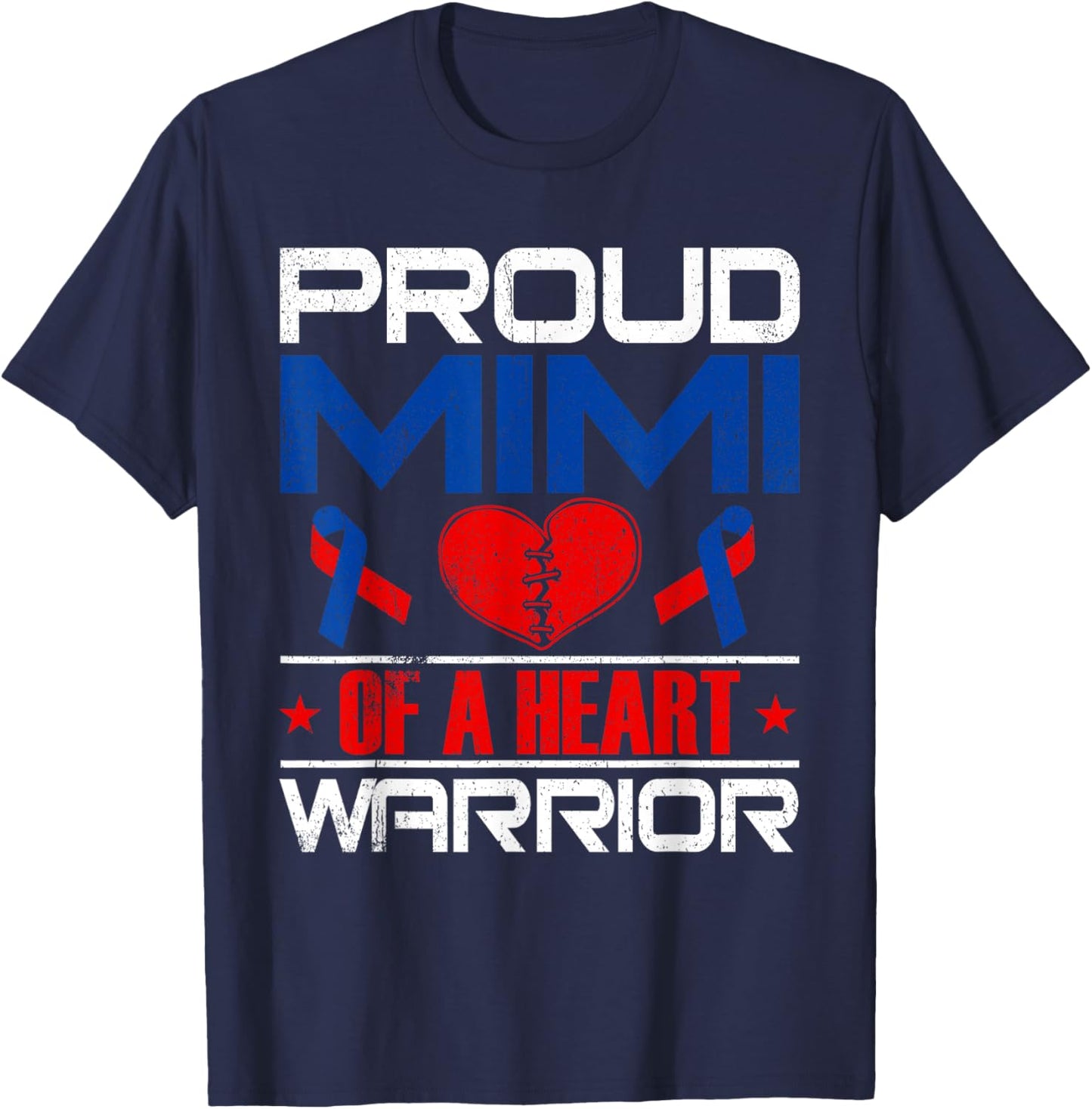 Mimi Of A Heart Warrior Congenital Heart Defect Awareness T-Shirt - T-Shirt | Navy