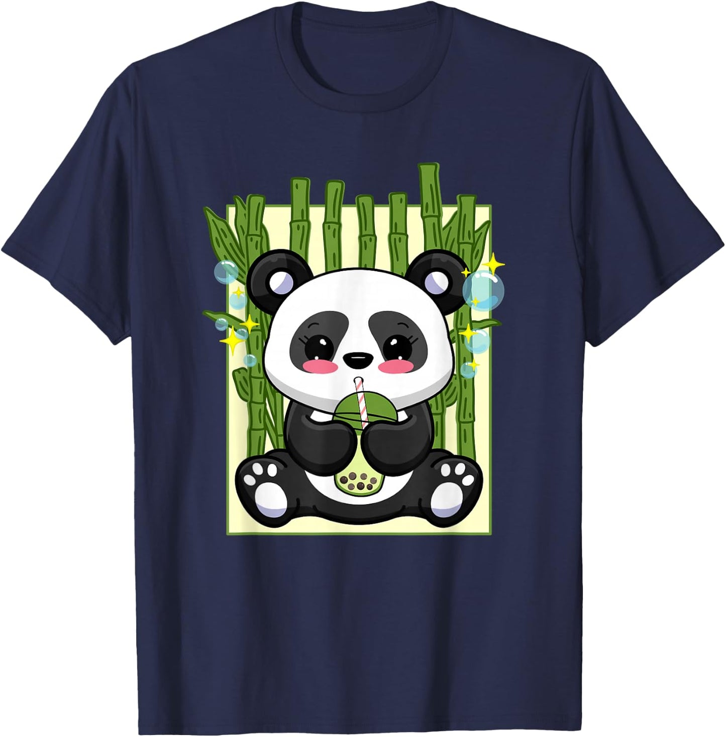 Cute Kawaii Bubble Tea Boba Panda Japanese Anime Women Girls T-Shirt - T-Shirt | Navy