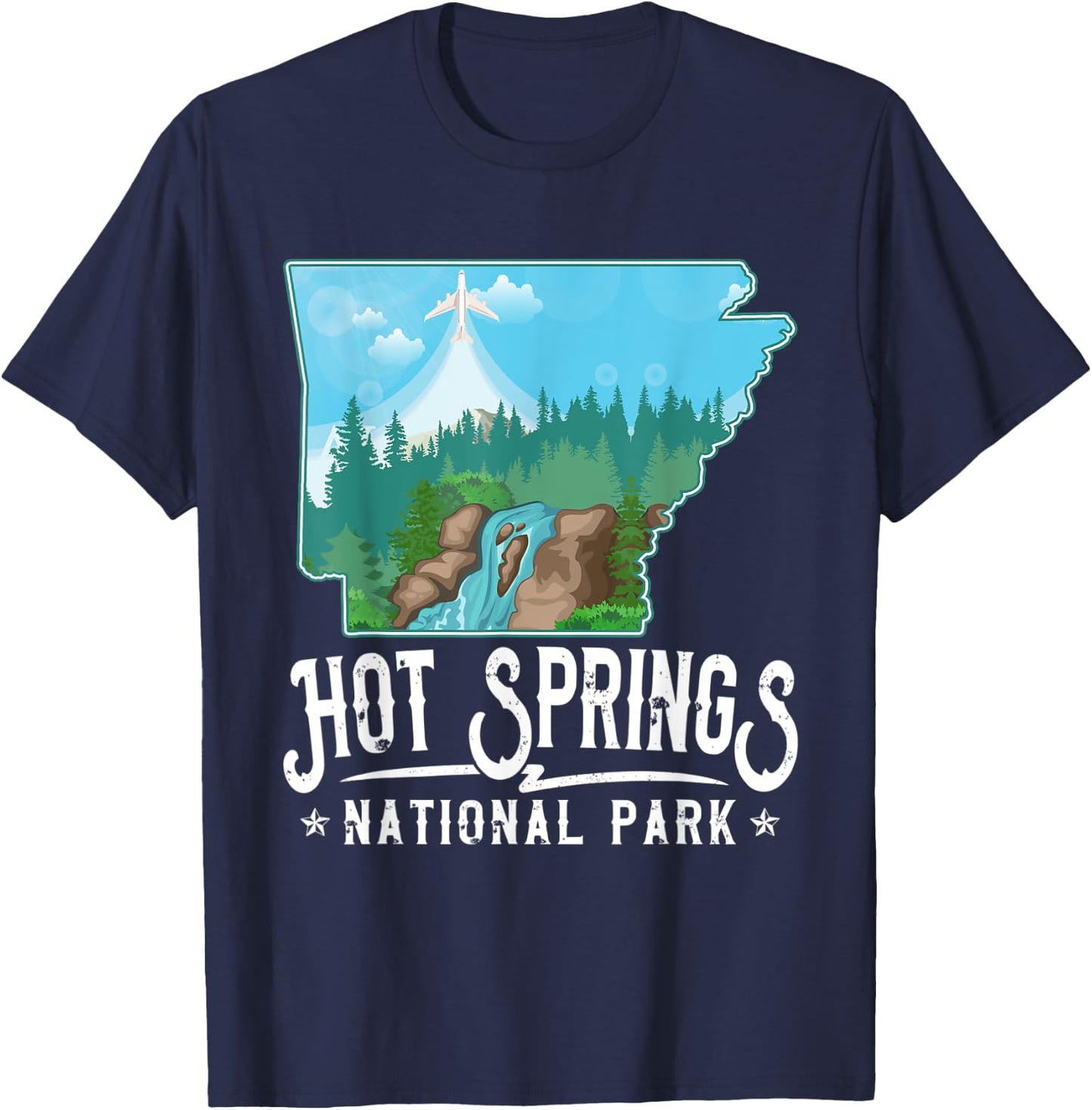 Retro Funny Vintage Hot Springs Women Men Arkansas AR Lover T-Shirt - T-Shirt | Navy