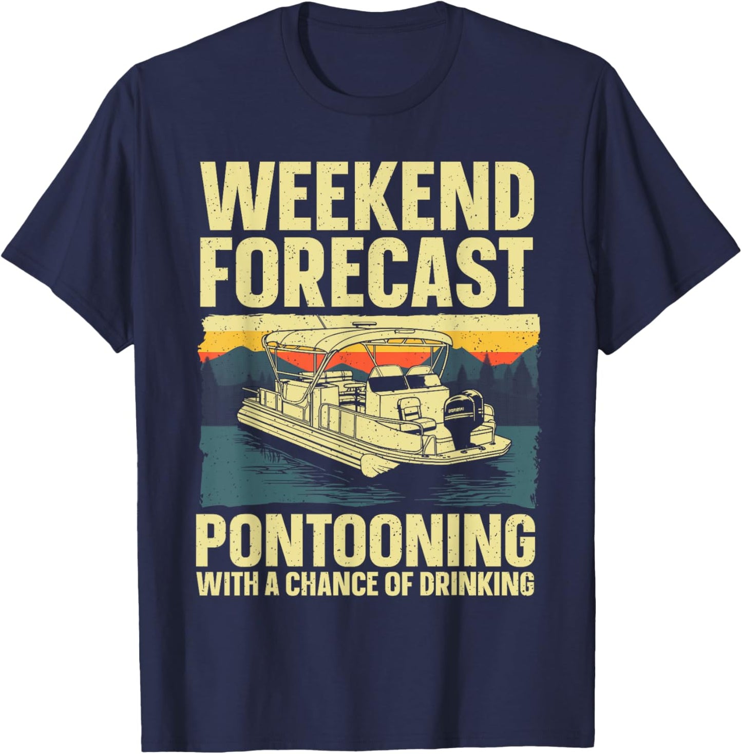 Funny Pontoon Boat Art Women Lake Boating Captain T-Shirt - T-Shirt | Navy