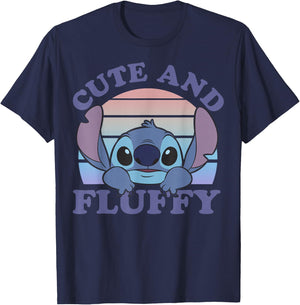 Disney Lilo & Stitch 626 Stitch Day Cute and Fluffy Portrait T-Shirt - T-Shirt | Navy