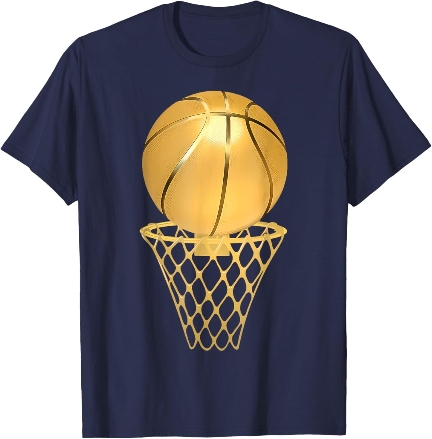 Basketball Player Trophy Game Coach Sports Lover Gold T-Shirt - T-Shirt | Navy
