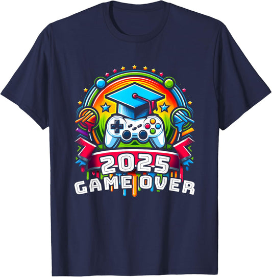 Game Over Class Of 2025 Shirt Students Funny 2025 Graduation T-Shirt - T-Shirt | Navy