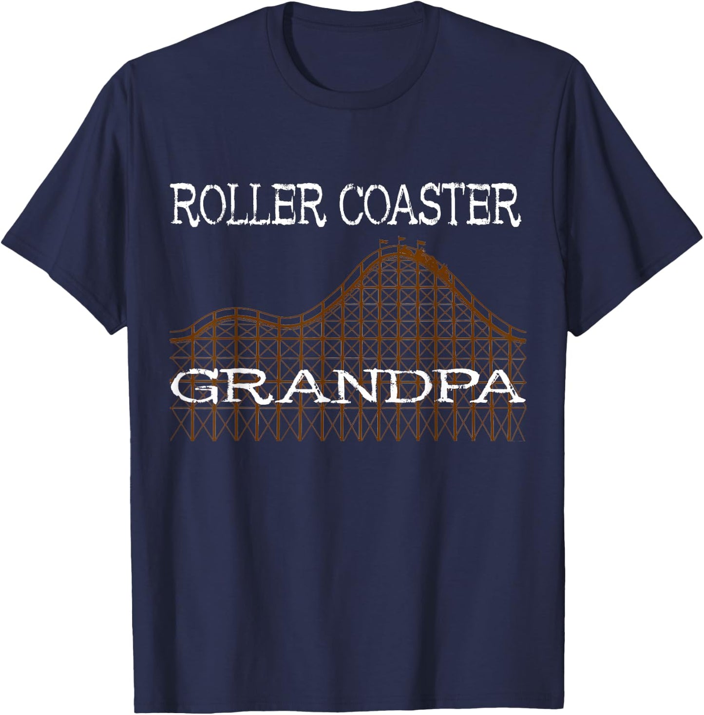 Roller Coaster Grandpa Senior Thrillseeker Amusement Park T-Shirt - T-Shirt | Navy