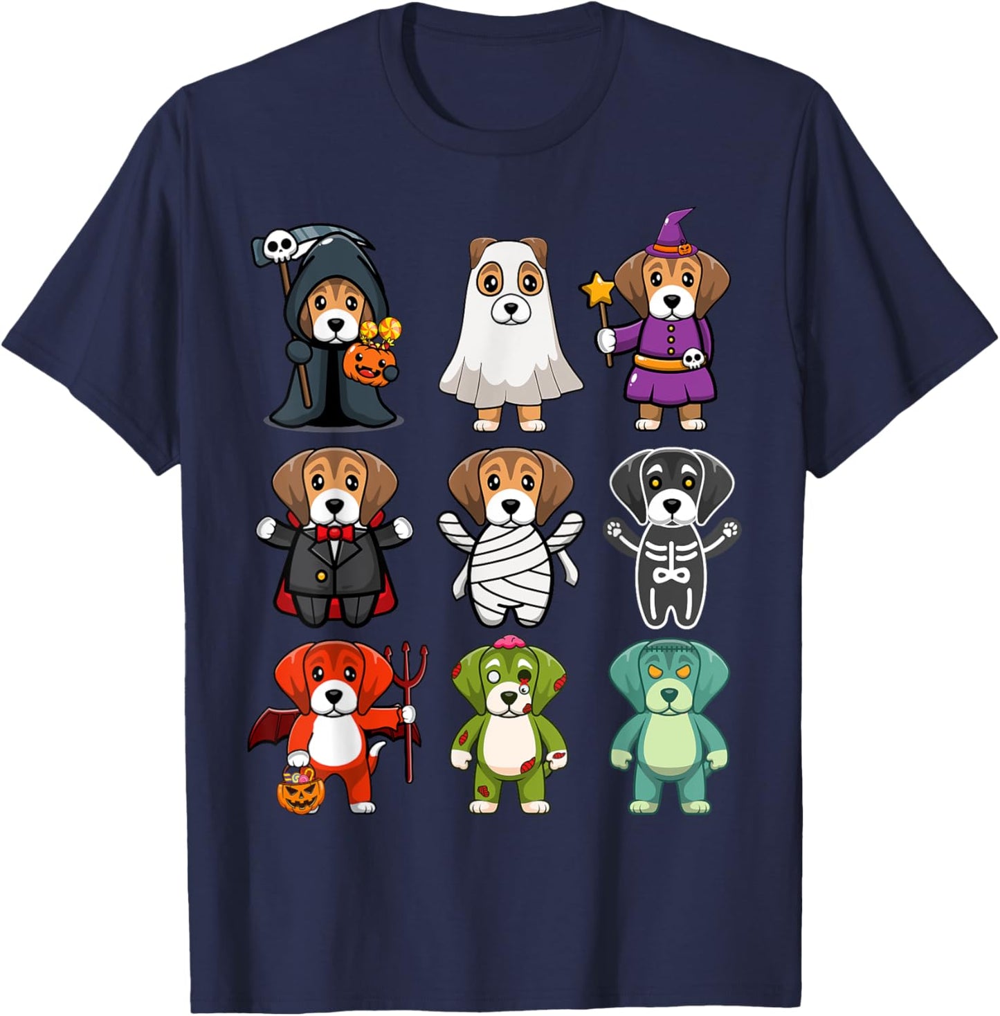 Beagle Dog Spooky Boo-Jee Horror Pumpkin Beagle Halloween T-Shirt - T-Shirt | Navy