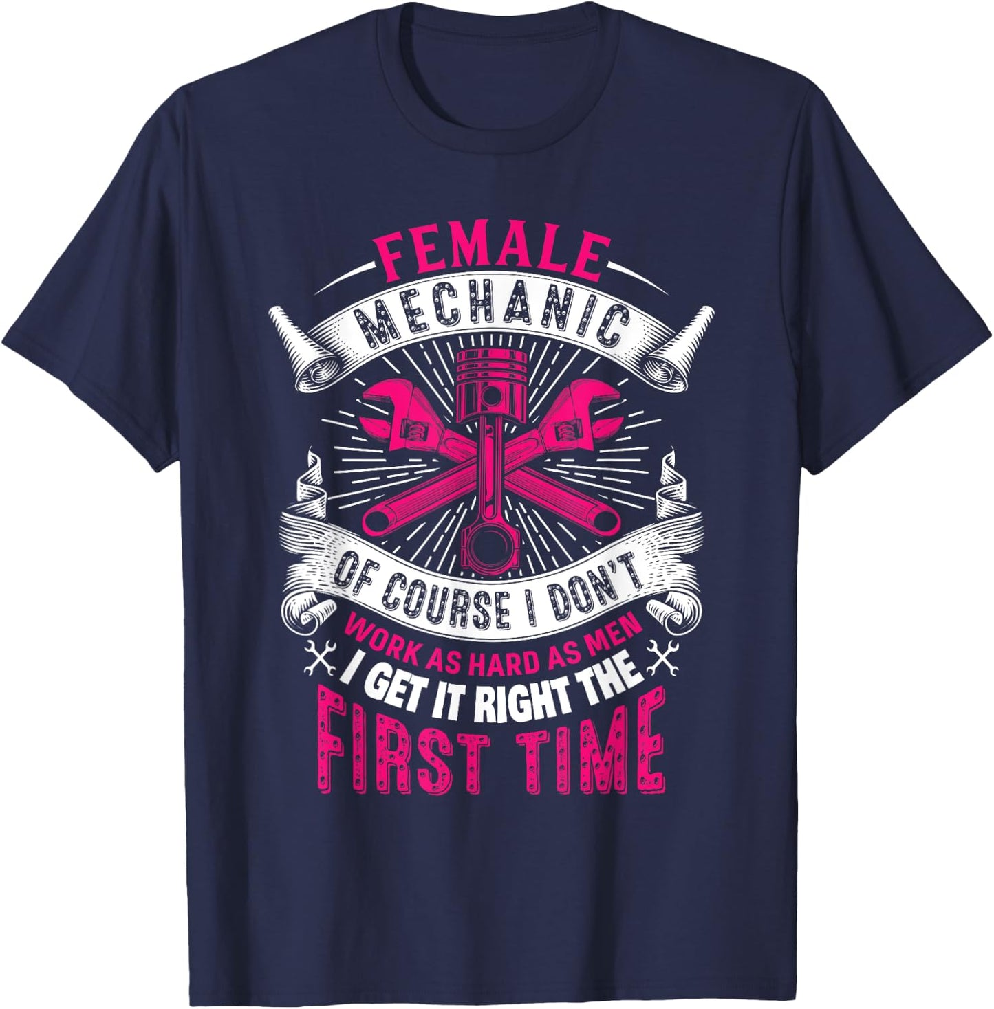 Female Mechanic Girl Car Repair Funny T-Shirt - T-Shirt | Navy