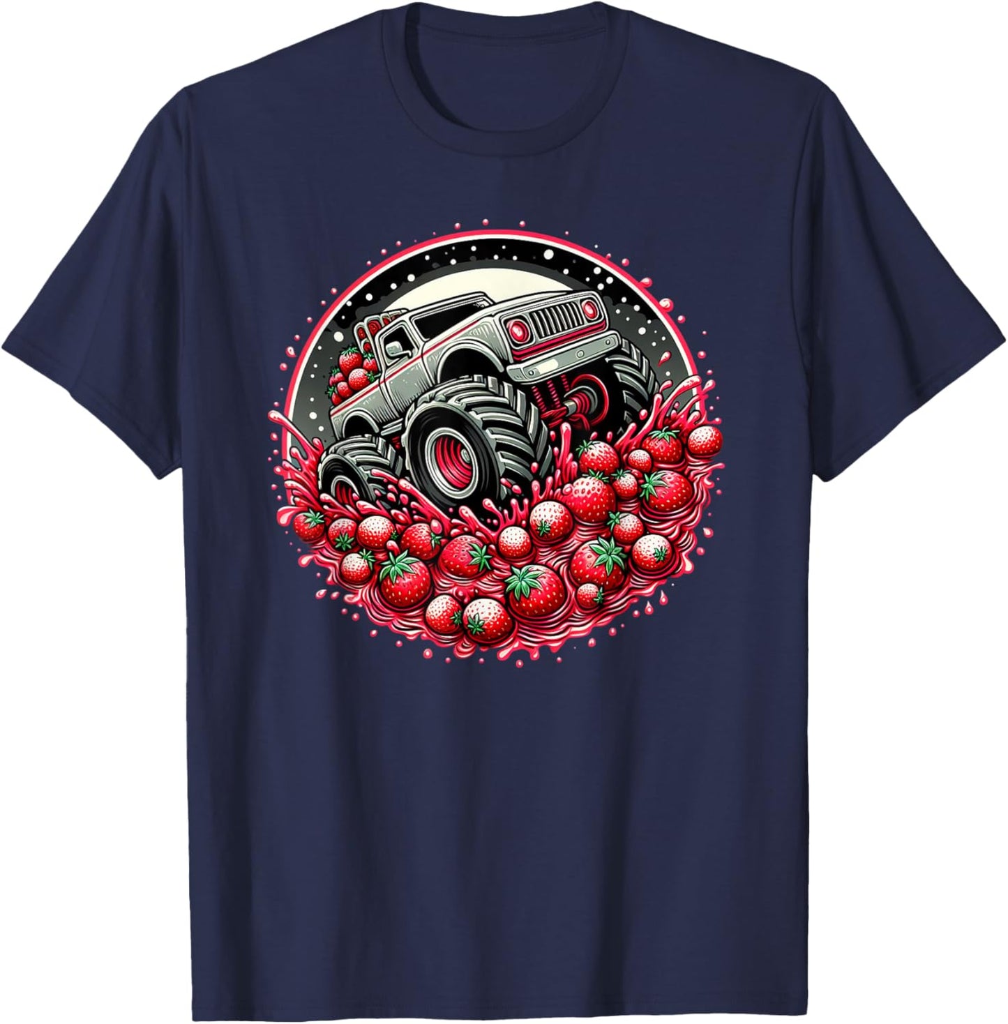 Cute Monster Truck Strawberry Jam Adventure Lover T-Shirt - T-Shirt | Navy