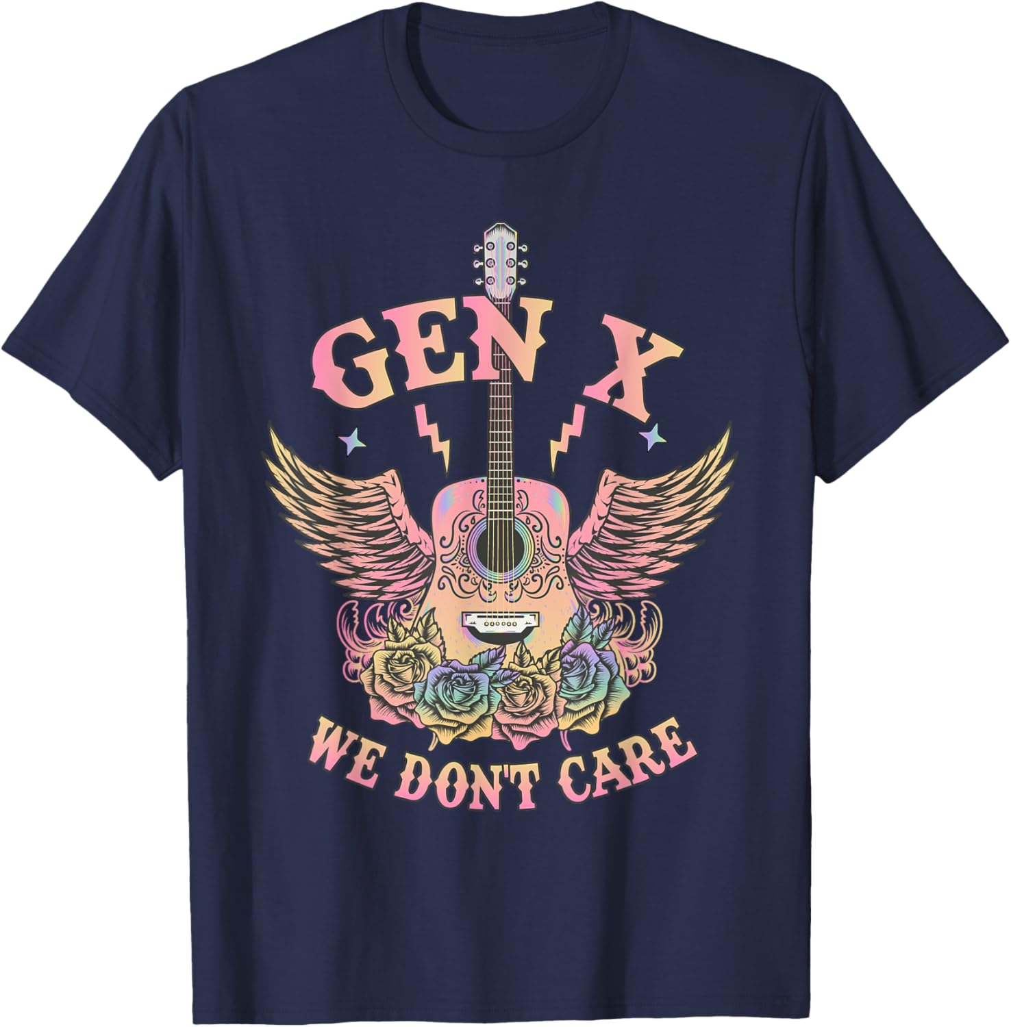 We Don't Care Retro GenX T-Shirt - T-Shirt | Navy