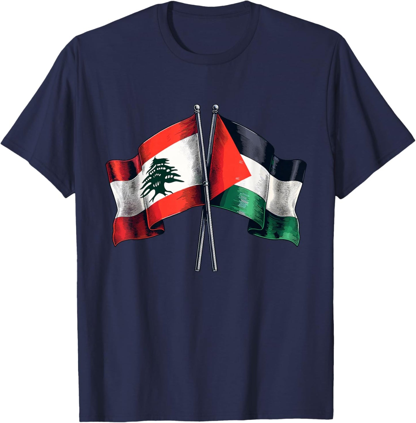 Lebanon Palestine T-Shirt - T-Shirt | Navy