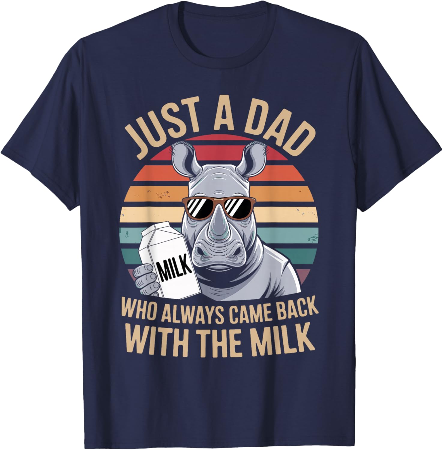 Rhino Funny Father's Day Dad Milk T-Shirt - T-Shirt | Navy