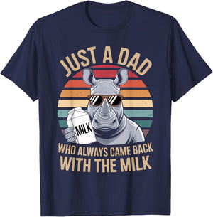 Rhino Funny Father's Day Dad Milk T-Shirt - T-Shirt | Navy
