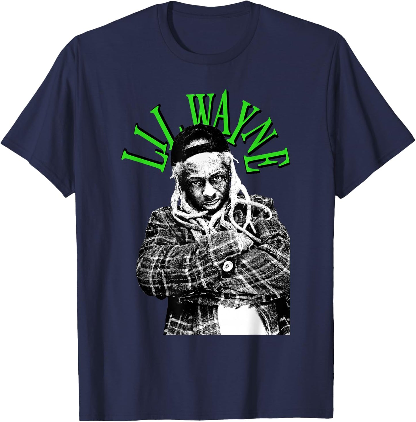 Lil Wayne Green Photo T-Shirt - T-Shirt | Navy