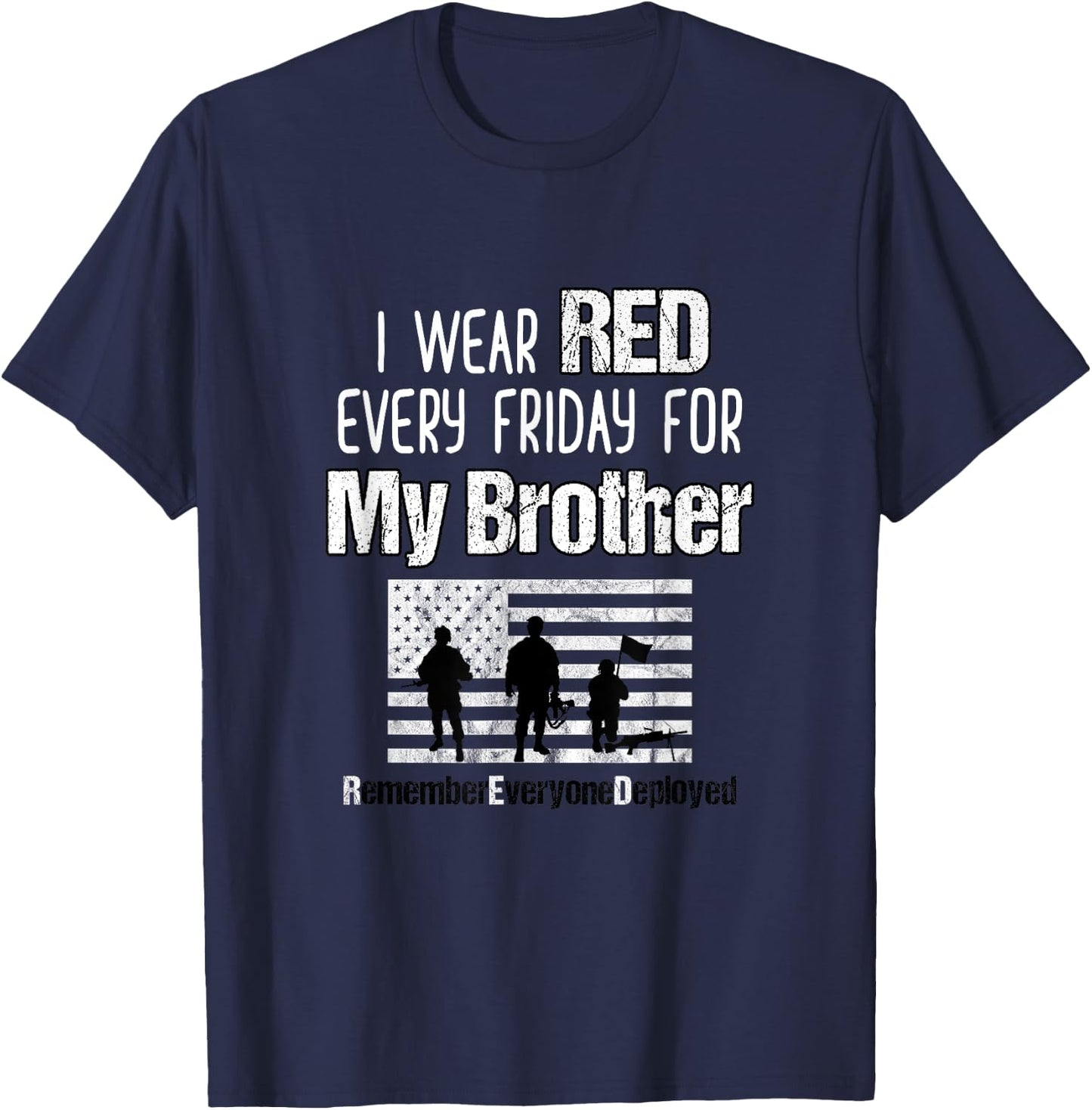 Red Friday Military Shirt Brother Family Member Deployed T T-Shirt - T-Shirt | Navy