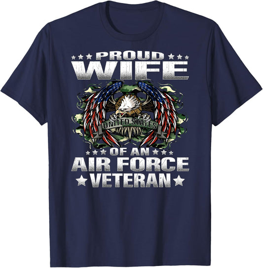 Proud Wife Of An Air Force Veteran Military Vet's Spouse T-Shirt - T-Shirt | Navy