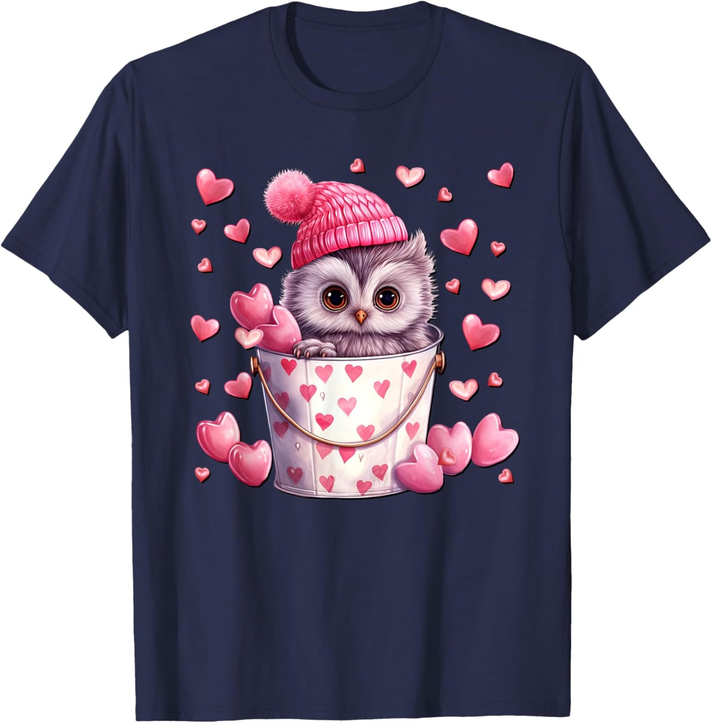 Cute Owl Love Graphic And Valentine Animal Lovers T-Shirt - T-Shirt | Navy