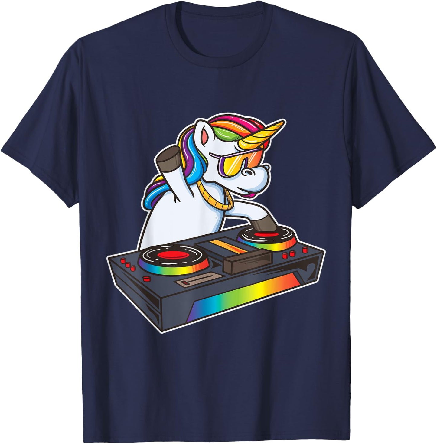 Unicorn DJ Party Club Disk Jockey Shirt EDM Dance Club Gift T-Shirt - T-Shirt | Navy
