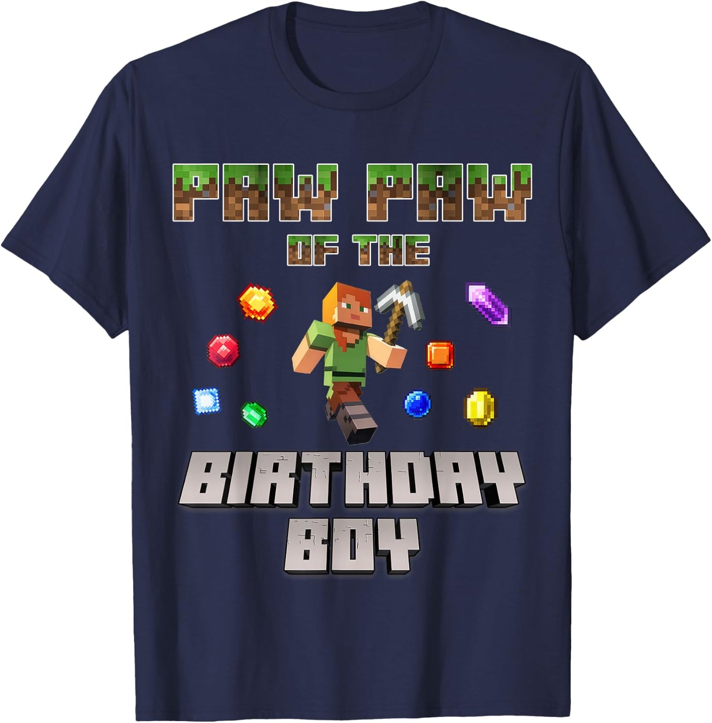 Paw paw Of The Birthday Boy Video Gamer Pixel Number T-Shirt - T-Shirt | Navy
