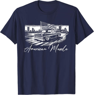 Truck First Generation Custom 10 Classic C10 Truck American T-Shirt - T-Shirt | Navy
