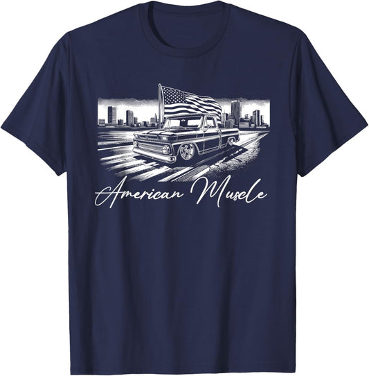 Truck First Generation Custom 10 Classic C10 Truck American T-Shirt - T-Shirt | Navy