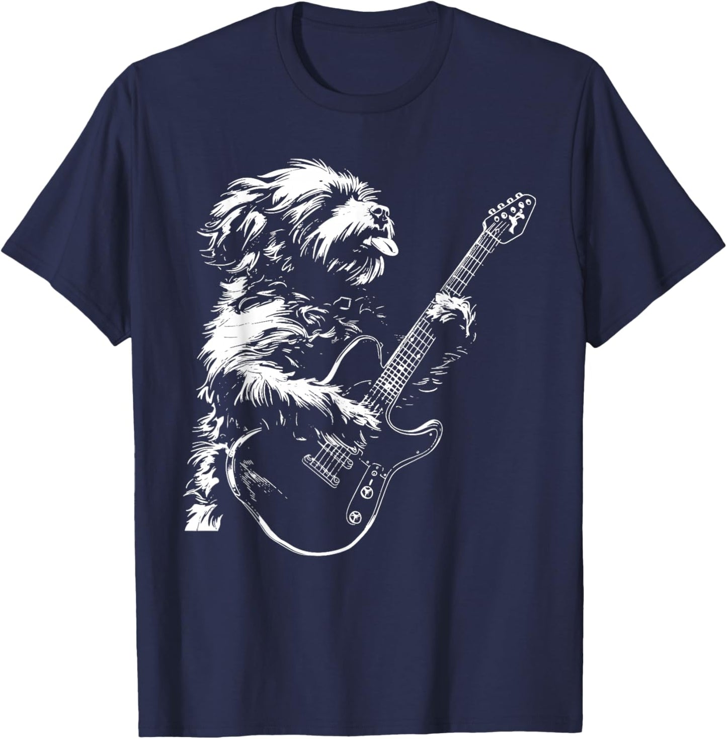 Dog Guitarist Guitar - Cavapoo Dad Mom Men Women T-Shirt - T-Shirt | Navy