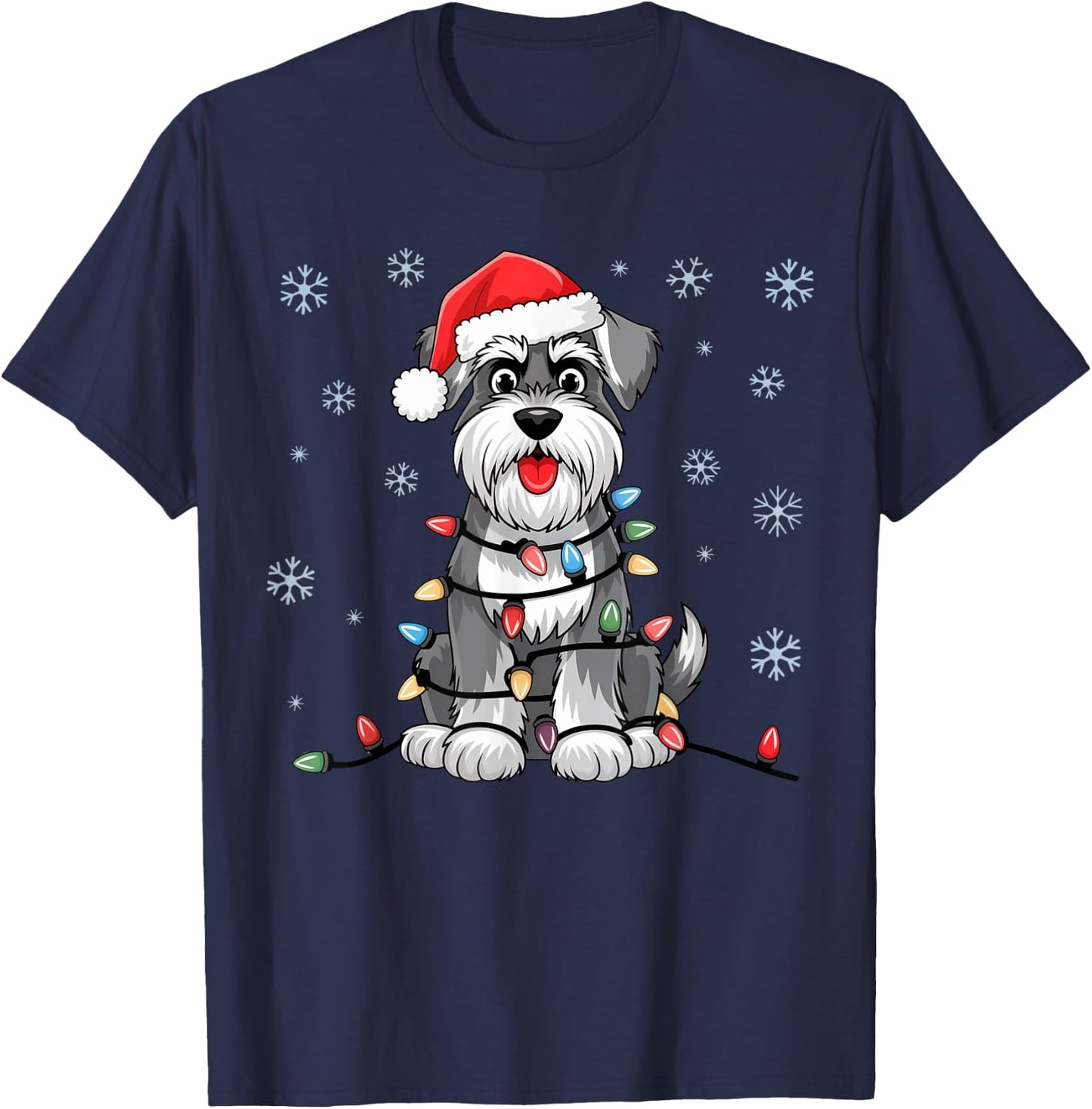Standard Schnauzer Christmas Lights Xmas Dogs Gifts T-Shirt - T-Shirt | Navy