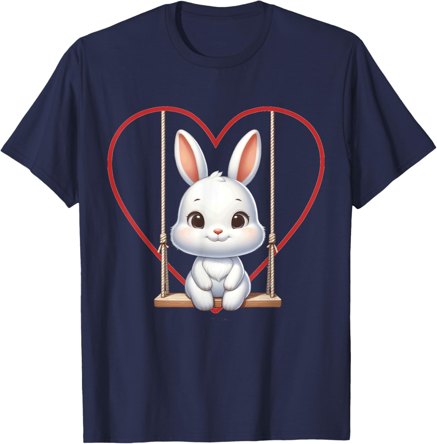 Cute Bunny Graphic Rabbit Women Girls T-Shirt - T-Shirt | Navy
