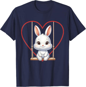 Cute Bunny Graphic Rabbit Women Girls T-Shirt - T-Shirt | Navy