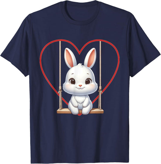 Cute Bunny Graphic Rabbit Women Girls T-Shirt - T-Shirt | Navy