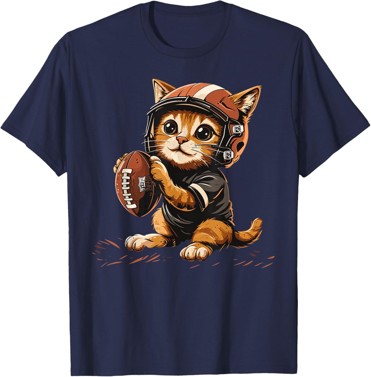 Cute Football Cat on Football player Women Kids T-Shirt - T-Shirt | Navy