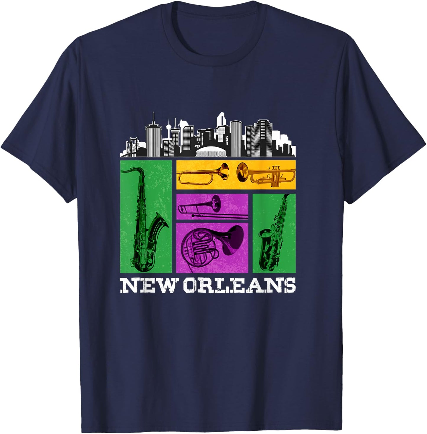 New Orleans, NOLA and the Big Easy Men, Women and Kids Music T-Shirt - T-Shirt | Navy