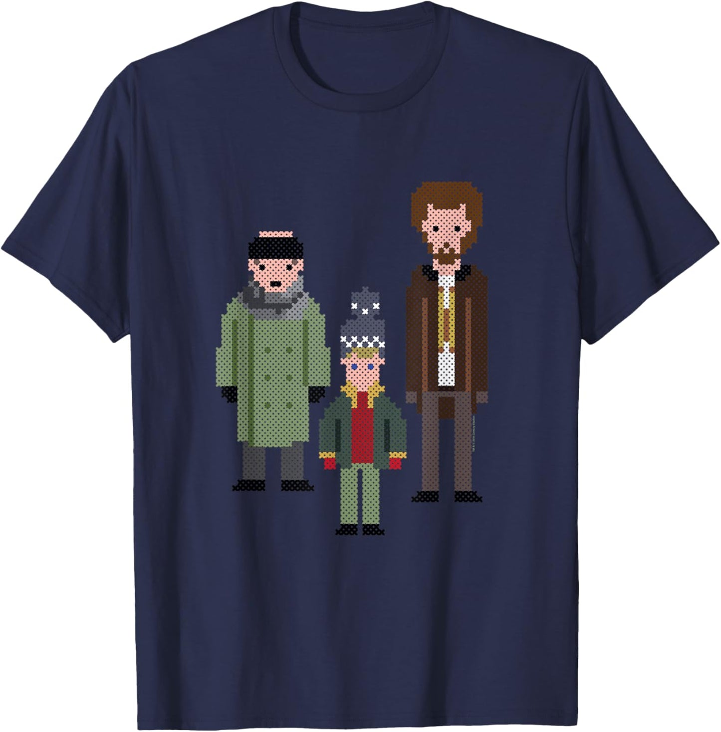 Home Alone Kevin and The Wet Bandits Cross-Stitch Pattern T-Shirt - T-Shirt | Navy