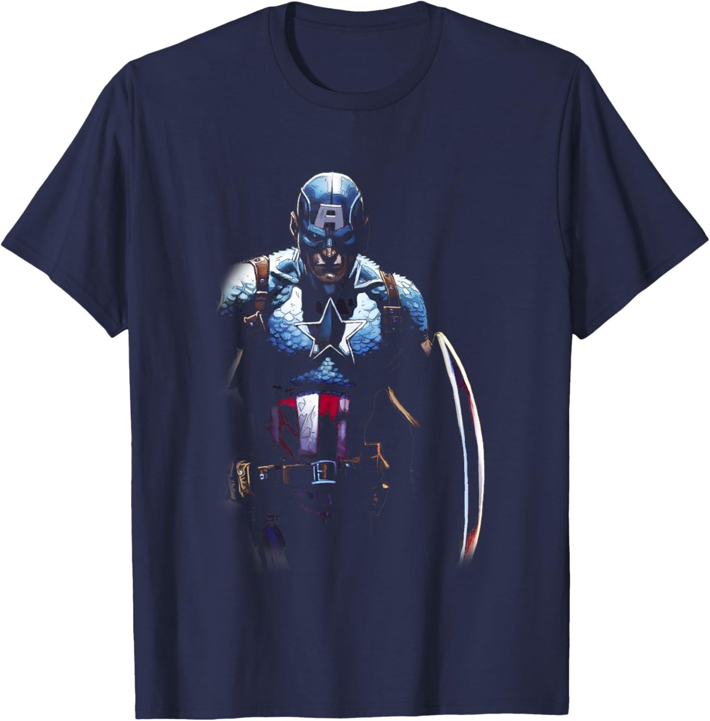 Marvel Comics Classic Captain America Dark Justice Poster T-Shirt - T-Shirt | Navy