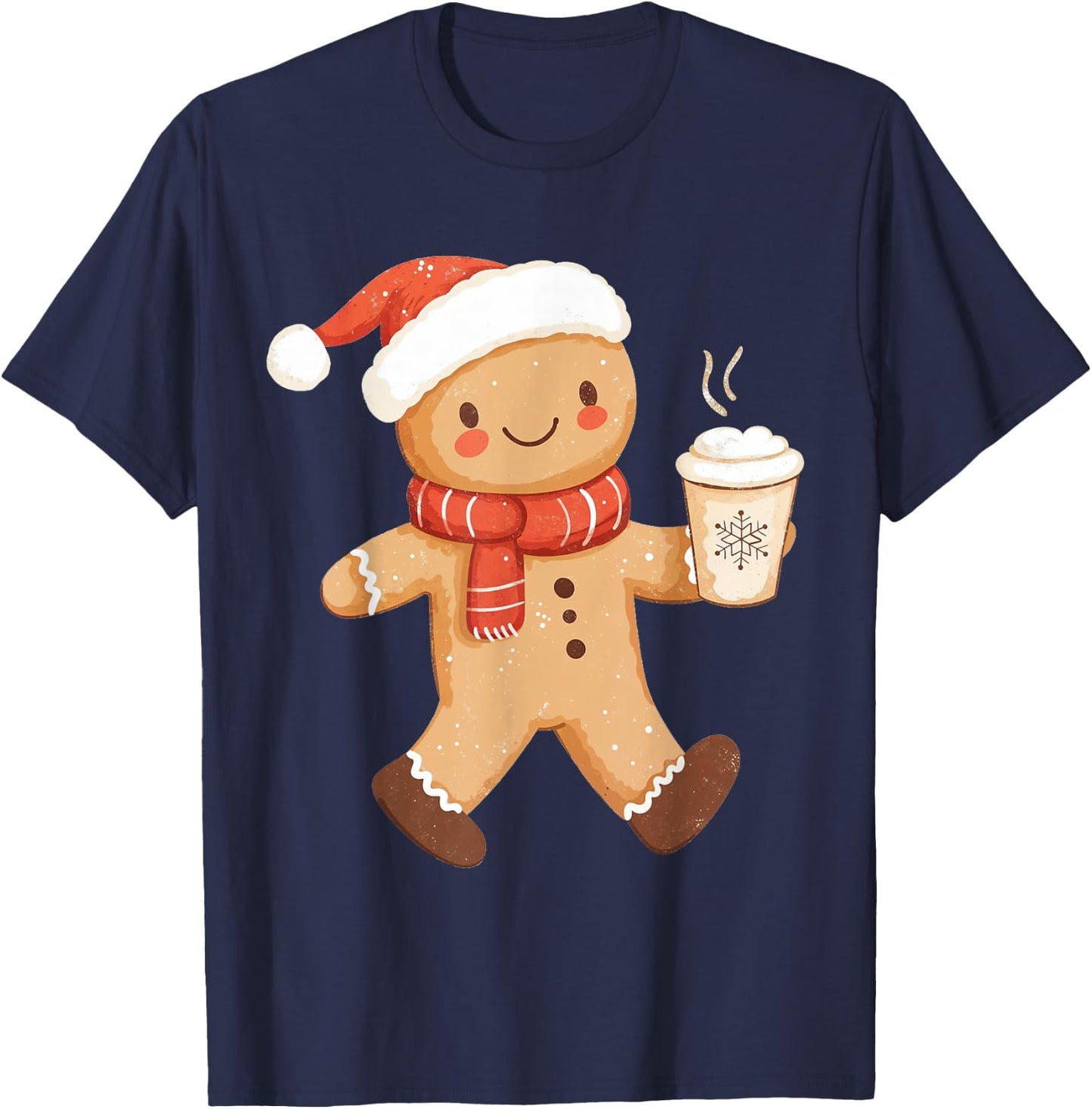 Gingerbread Coffee Lover Xmas Cookie Baking Women Christmas T-Shirt - T-Shirt | Navy