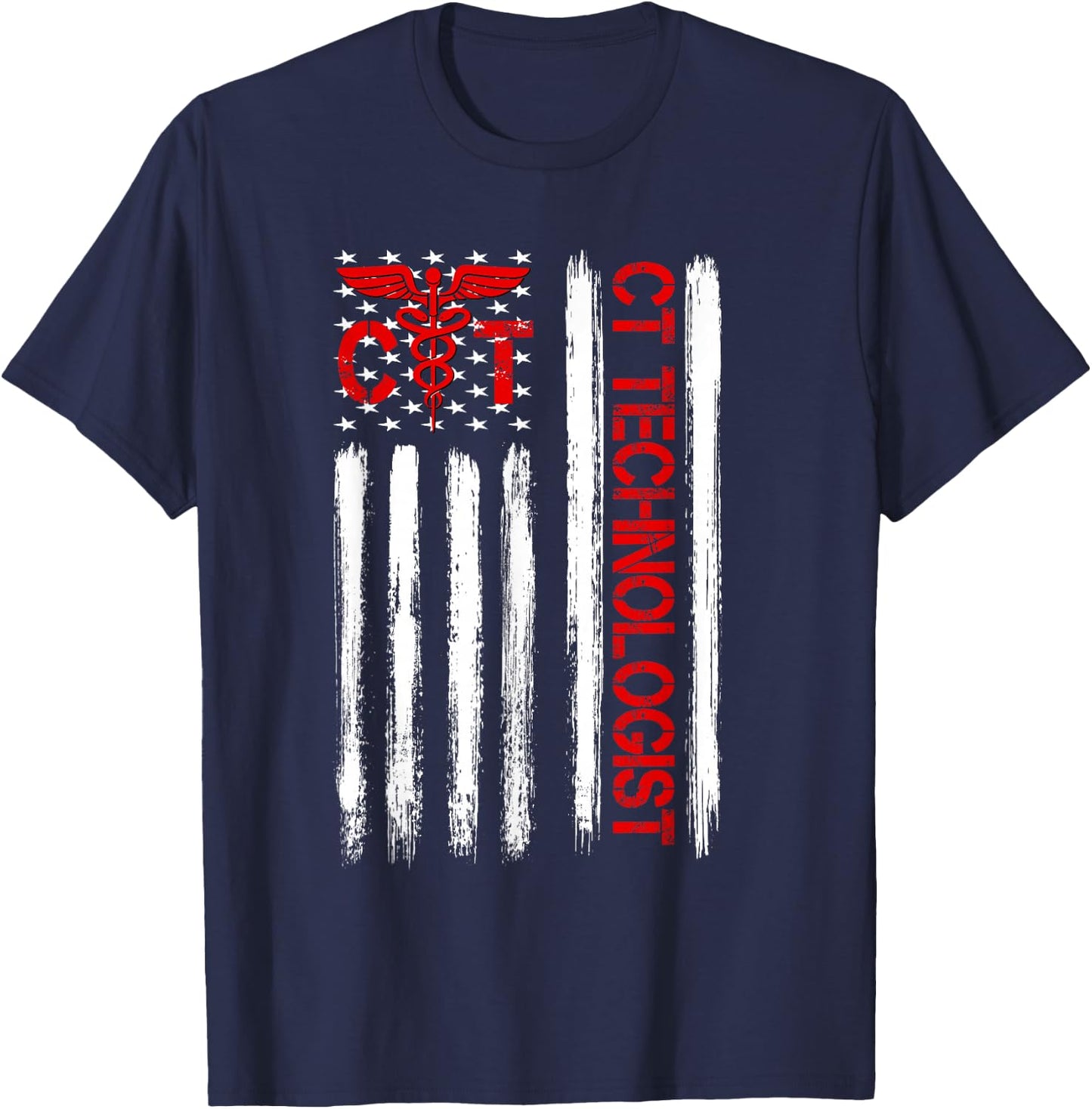 CT Scan Technologist American Flag Patriotic Radiology Gift T-Shirt - T-Shirt | Navy