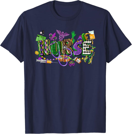 Mardi Gras Nurse Carnival Parade ICU RN Nursing School Women T-Shirt - T-Shirt | Navy