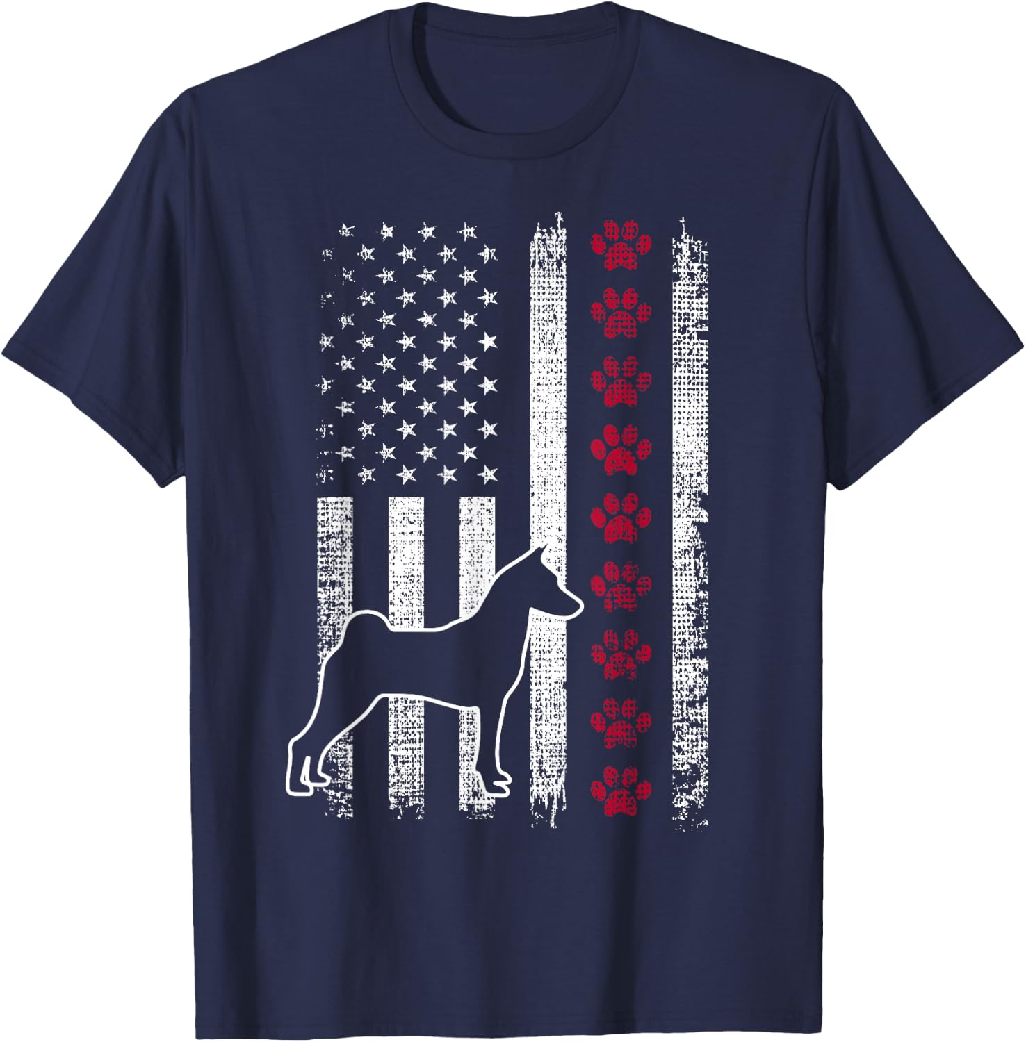 Vintage Retro USA Patriotic American Flag Basenji T-Shirt - T-Shirt | Navy