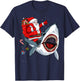 Santa Riding Shark Christmas Pajama Cute Ocean Animal X-Mas T-Shirt - T-Shirt | Navy