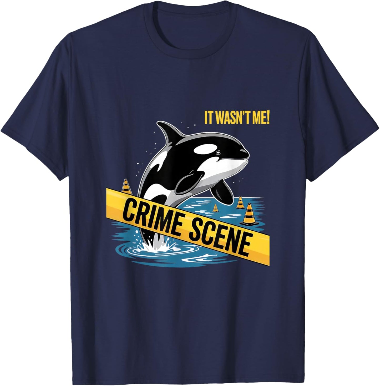 Orca Killer Whale Crime Scene Ocean T-Shirt - T-Shirt | Navy