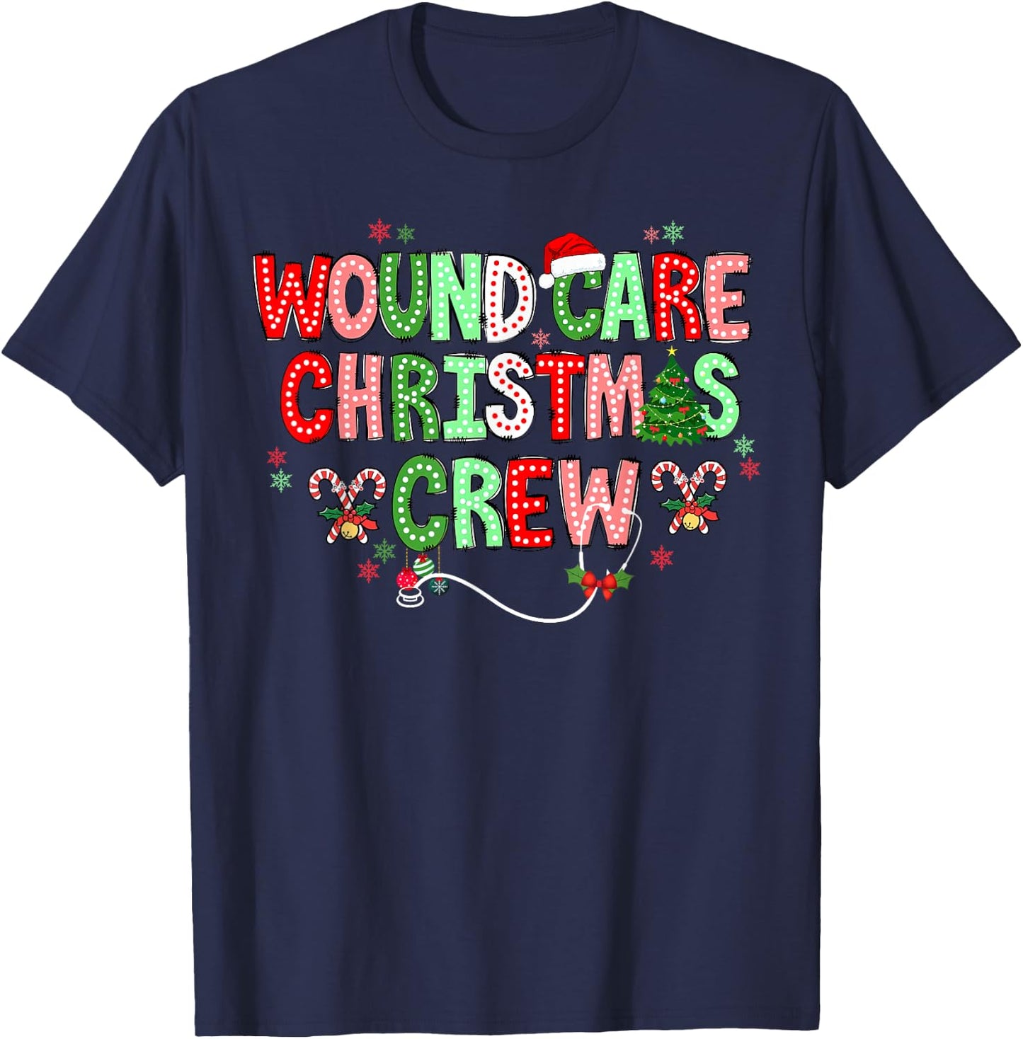Christmas Wound Care Nurse Crew Wound Nursing NP RN Xmas T-Shirt - T-Shirt | Navy