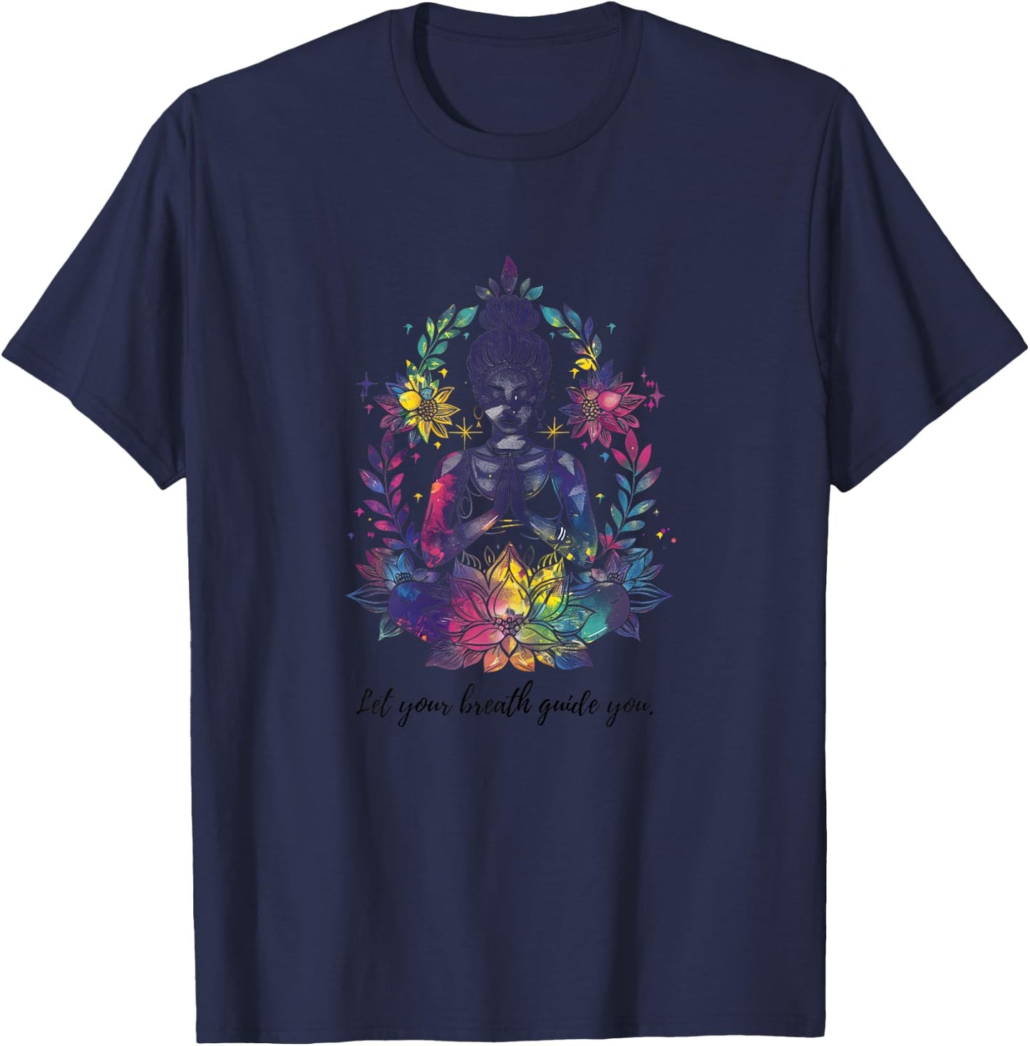 Embrace Inner Peace - Yoga & Meditation Inspired Artwork T-Shirt - T-Shirt | Navy
